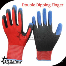 SRSAFETY 13 gauge Crinkle finish good grip latex dipped gloves/safety latex working gloves/red latex coated work gloves